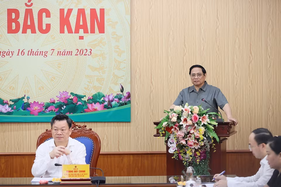 Thủ tướng Phạm Minh Chính phát biểu tại buổi làm việc. (Ảnh: Dương Giang/TTXVN) 