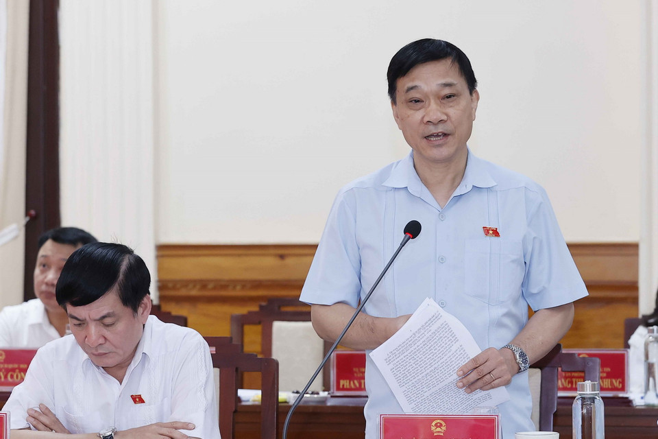 Chủ nhiệm Ủy ban Kinh tế của Quốc hội Vũ Hồng Thanh phát biểu. (Ảnh: Doãn Tấn/TTXVN)