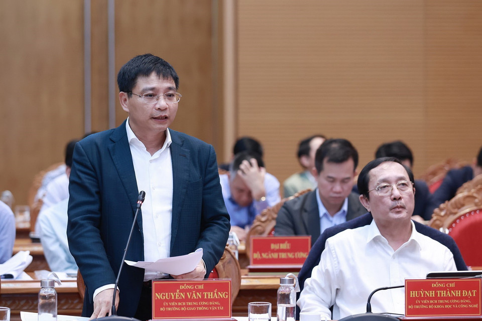 Bộ trưởng Bộ Giao thông Vận tải Nguyễn Văn Thắng phát biểu. (Ảnh: Dương Giang/TTXVN)