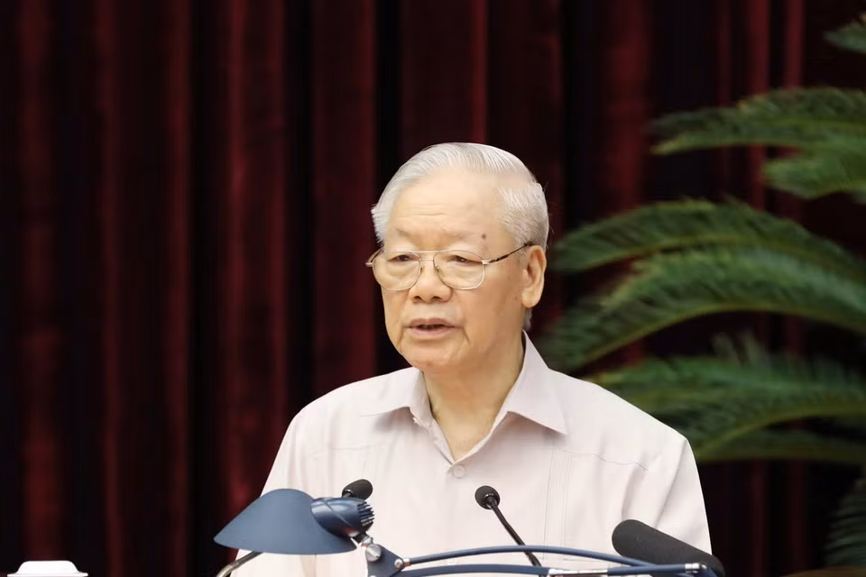 Tổng Bí thư Nguyễn Phú Trọng, Trưởng Ban Chỉ đạo Trung ương về phòng, chống tham nhũng, tiêu cực phát biểu chỉ đạo Hội nghị. (Ảnh: Phương Hoa/TTXVN)