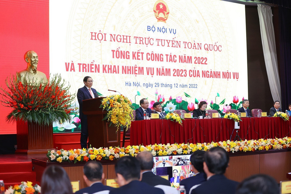 Thủ tướng Phạm Minh Chính phát biểu chỉ đạo hội nghị. (Ảnh: Dương Giang/TTXVN)