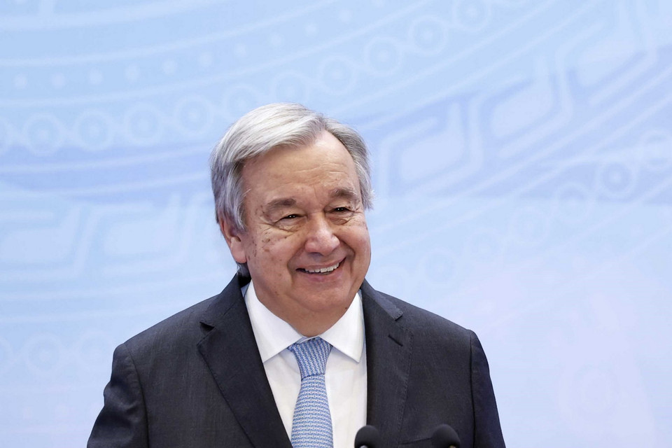 Tổng Thư ký Liên hợp quốc António Guterres phát biểu tại lễ kỷ niệm. (Ảnh: TTXVN)