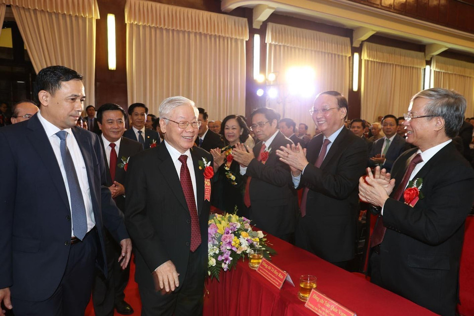 Tổng Bí thư, Chủ tịch nước Nguyễn Phú Trọng đến dự Lễ kỷ niệm. (Ảnh: Trí Dũng/TTXVN)