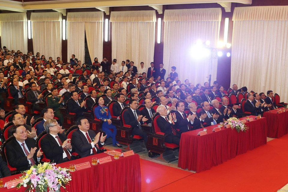 Tổng Bí thư, Chủ tịch nước Nguyễn Phú Trọng đến dự Lễ kỷ niệm. (Ảnh: Trí Dũng/TTXVN)