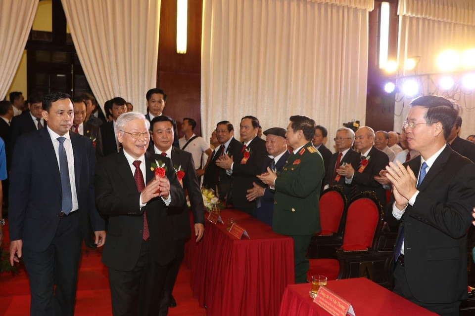 Tổng Bí thư, Chủ tịch nước Nguyễn Phú Trọng đến dự Lễ kỷ niệm. (Ảnh: Trí Dũng/TTXVN)