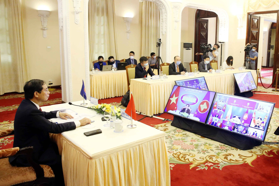 Quang cảnh Hội nghị Bộ trưởng Ngoại giao ASEAN lần thứ 54 tại đầu cầu Hà Nội. (Ảnh: Phạm Kiên/TTXVN)