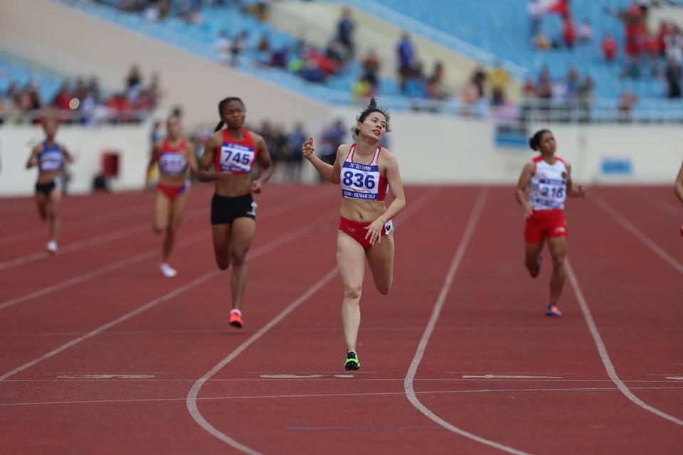 ...trước khi về nhất với thành tích 52 giây 83. (Ảnh: Hải An/Vietnam+)