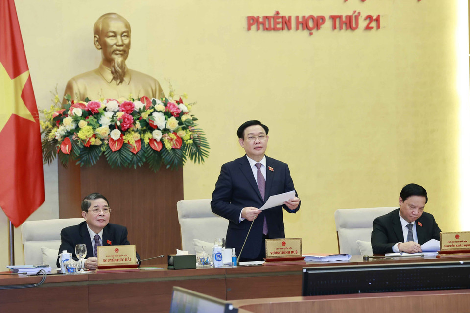 Chủ tịch Quốc hội Vương Đình Huệ phát biểu. (Ảnh: Doãn Tấn/TTXVN)