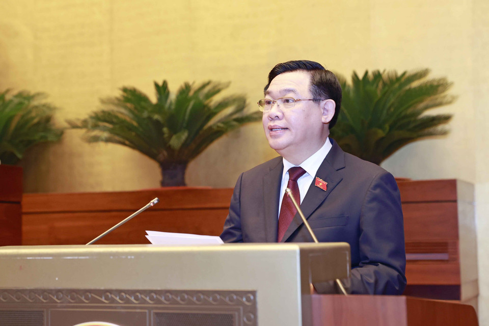 Chủ tịch Quốc hội Vương Đình Huệ phát biểu. (Ảnh: Doãn Tấn/TTXVN)