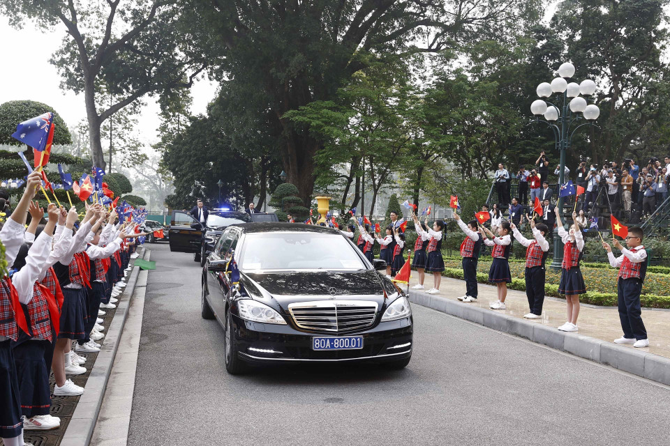Quang cảnh Lễ đón chính thức Toàn quyền Australia David Hurley thăm cấp Nhà nước tới Việt Nam. (Ảnh: Thống Nhất/TTXVN)