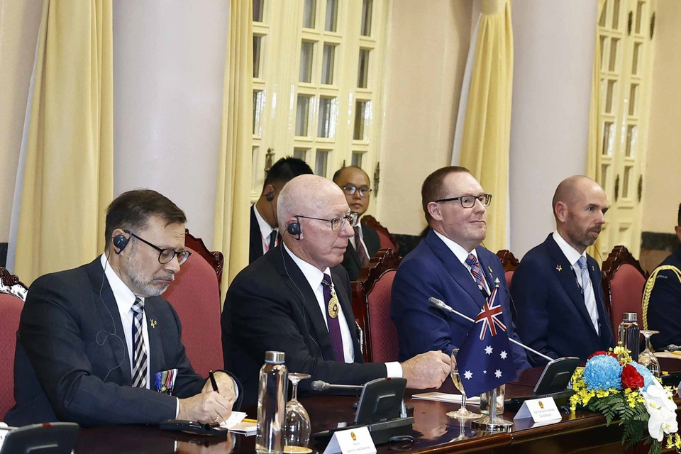 Toàn quyền Australia David Hurley phát biểu tại buổi hội đàm. (Ảnh: Thống Nhất/TTXVN)