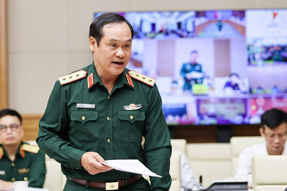 Thượng tướng Vũ Hải Sản, Thứ trưởng Bộ Quốc phòng, phát biểu. (Ảnh: Dương Giang/TTXVN)