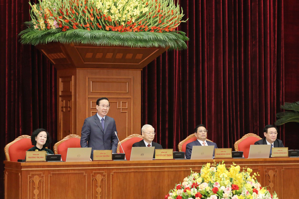 Chủ tịch nước Võ Văn Thưởng phát biểu tại hội nghị. (Ảnh: Phương Hoa/TTXVN)