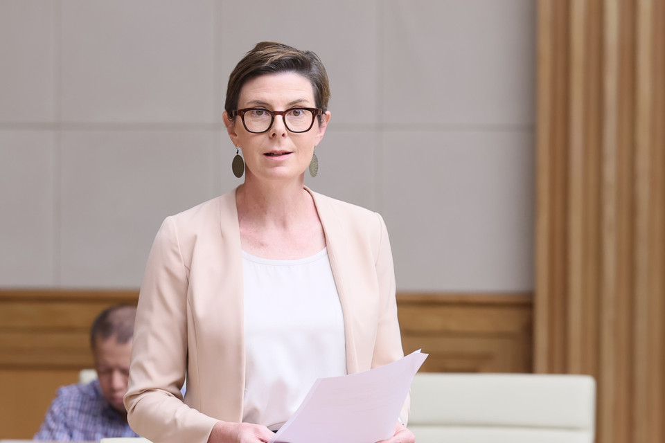 Bà Angela Pratt, Trưởng Đại diện Tổ chức Y tế Thế giới (WHO) tại Việt Nam, phát biểu. (Ảnh: Dương Giang/TTXVN)