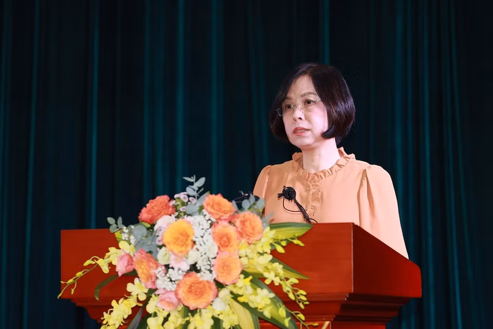 Tổng Giám đốc Thông tấn xã Việt Nam Vũ Việt Trang trình bày tham luận. (Ảnh: Dương Giang/TTXVN)