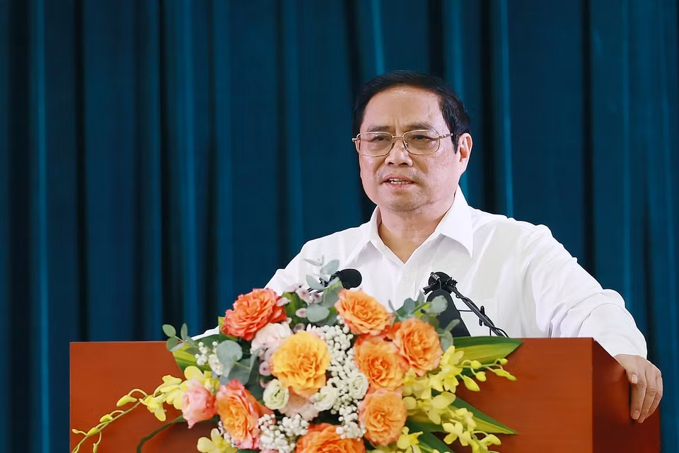 Thủ tướng Phạm Minh Chính phát biểu chỉ đạo tại buổi làm việc với Hội Nhà báo Việt Nam. (Ảnh: Dương Giang/TTXVN)