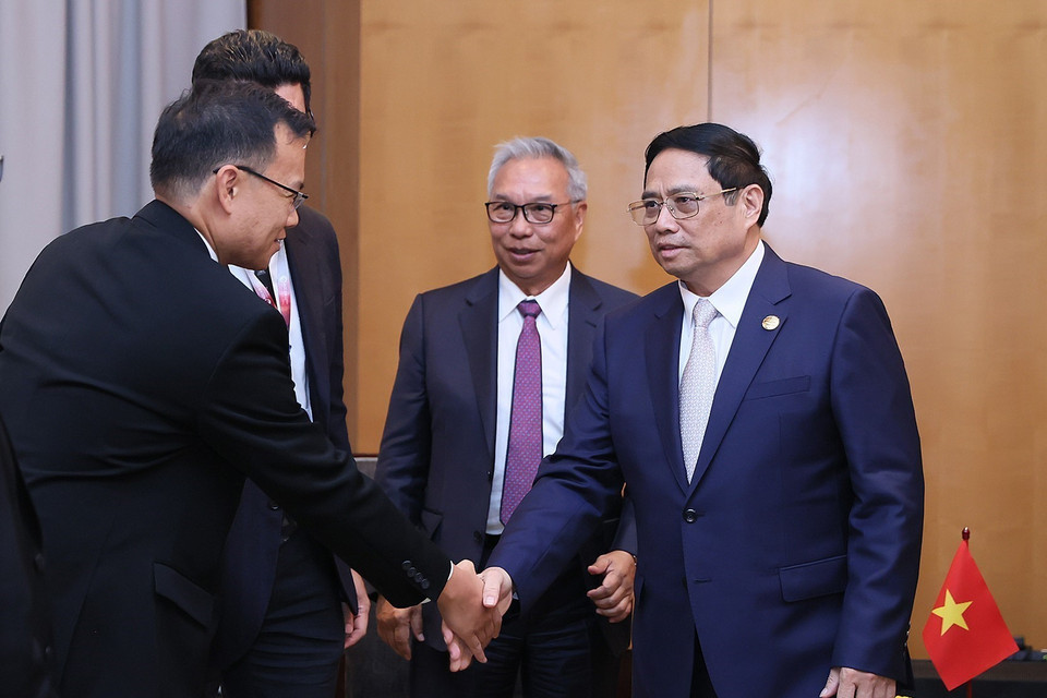 Thủ tướng Phạm Minh Chính tiếp doanh nghiệp Indonesia. (Ảnh: Dương Giang/TTXVN)