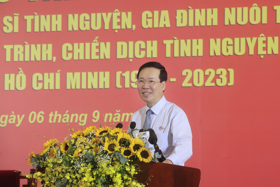 Chủ tịch nước Võ Văn Thưởng phát biểu tại Chương trình. (Ảnh: Thống Nhất/TTXVN)