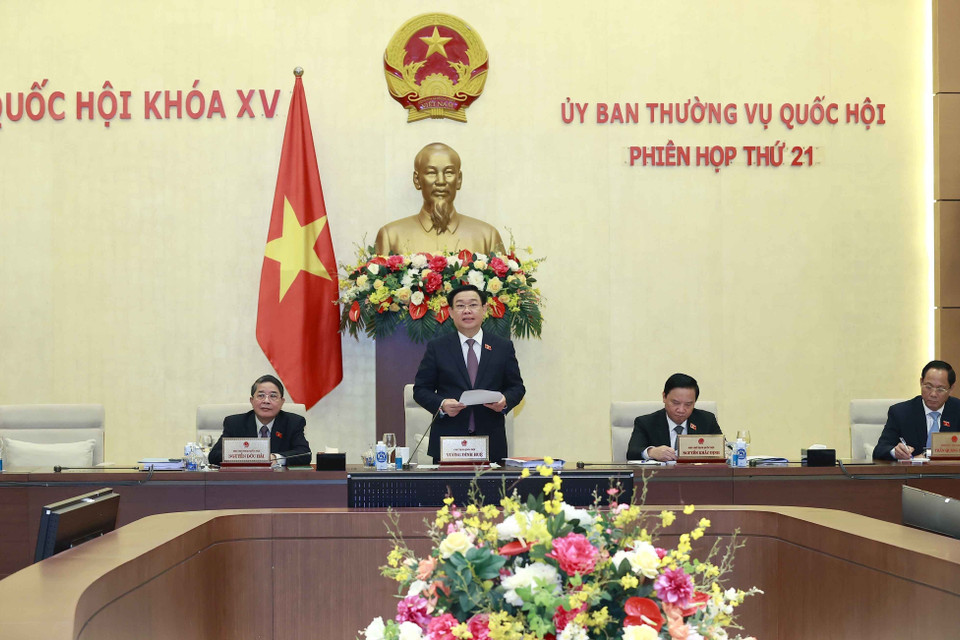 Chủ tịch Quốc hội Vương Đình Huệ phát biểu khai mạc. (Ảnh: Doãn Tấn/TTXVN)