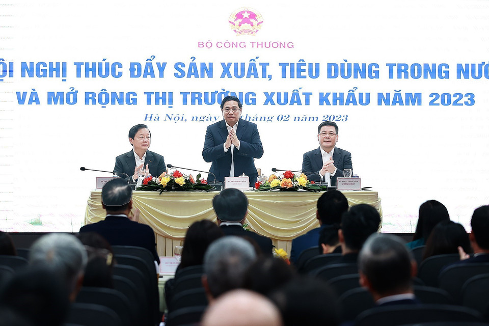 Thủ tướng Phạm Minh Chính dự và chủ trì hội nghị. (Ảnh: Dương Giang/TTXVN)