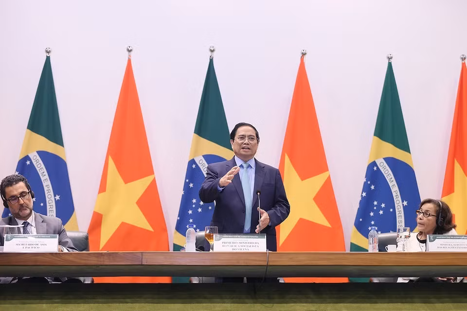 Thủ tướng Phạm Minh Chính phát biểu về chính sách của Việt Nam. (Ảnh: Dương Giang/TTXVN)