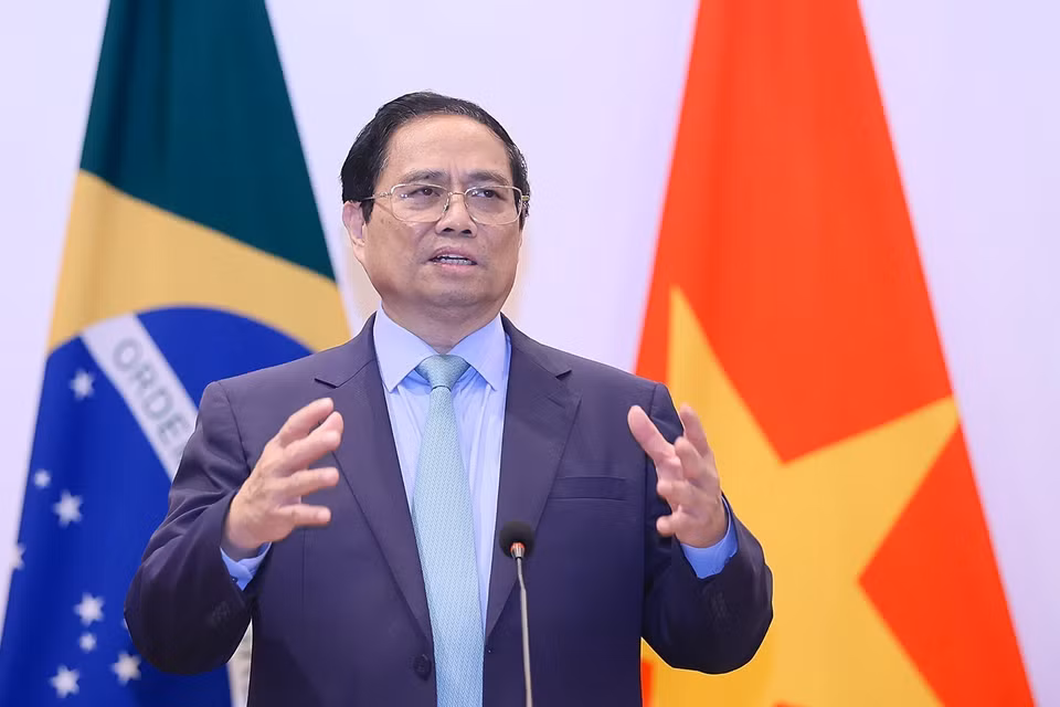 Thủ tướng Phạm Minh Chính phát biểu về chính sách của Việt Nam. (Ảnh: Dương Giang/TTXVN)