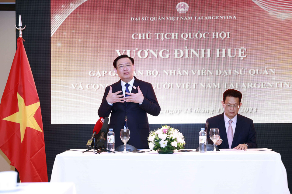 Chủ tịch Quốc hội Vương Đình Huệ phát biểu. (Ảnh: Doãn Tấn/TTXVN)