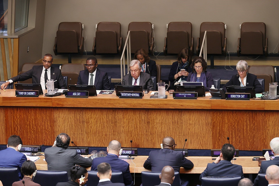 Tổng Thư ký Liên hợp quốc Antonio Guterres chủ trì Hội nghị. (Ảnh: Dương Giang/TTXVN)