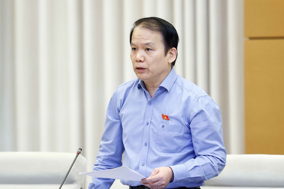 Chủ nhiệm Ủy ban Pháp luật của Quốc hội Hoàng Thanh Tùng phát biểu. (Ảnh: Doãn Tấn/TTXVN)