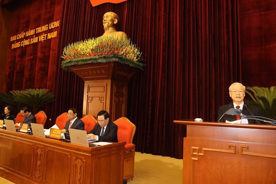 Tổng Bí thư Nguyễn Phú Trọng phát biểu khai mạc hội nghị. (Ảnh: Trí Dũng/TTXVN)