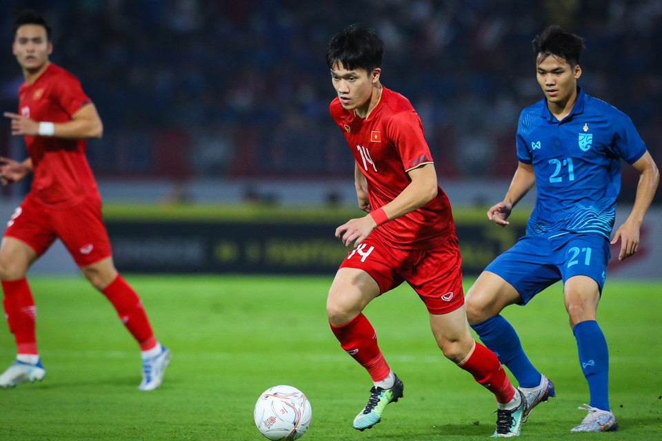 Bàn thua đẩy đội tuyển Việt Nam vào thế khó khi cần phải ghi thêm ít nhất 2 bàn nữa trên sân khách mới có thể giành chiến thắng và vô địch AFF Cup 2022. (Ảnh: PV/Vietnam+) 