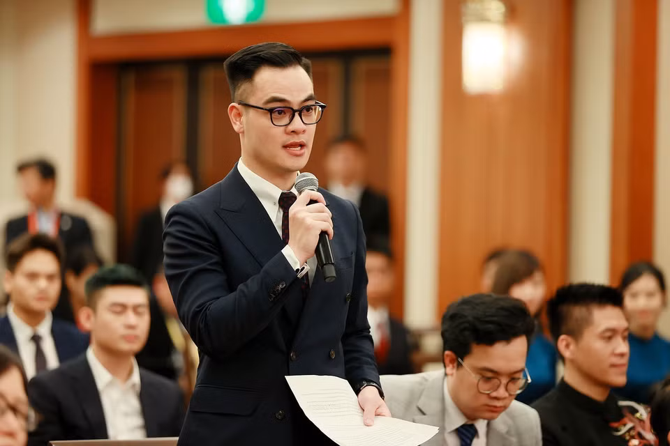 Đại diện cộng đồng người Việt Nam tại Nhật Bản phát biểu.(Ảnh: Dương Giang/TTXVN)