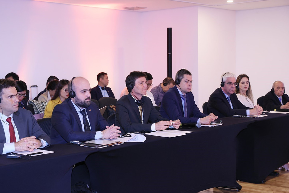 Các doanh nghiệp Brazil tham gia tọa đàm. (Ảnh: Dương Giang/TTXVN)