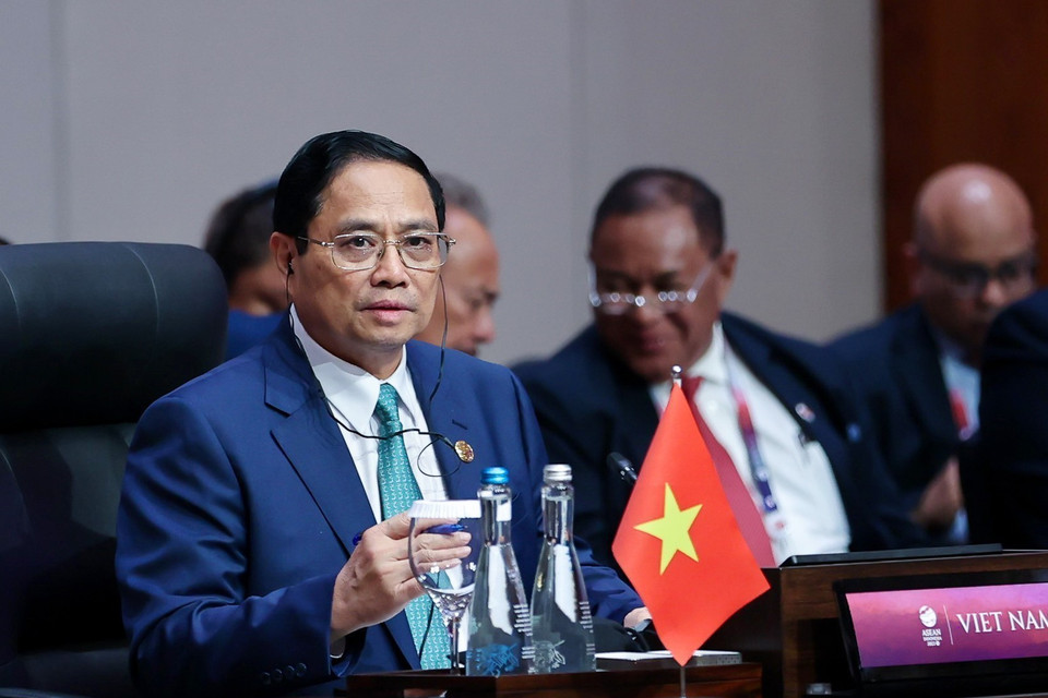 Thủ tướng Phạm Minh Chính phát biểu tại Hội nghị Cấp cao Đặc biệt ASEAN-Canada. (Ảnh: Dương Giang/TTXVN)