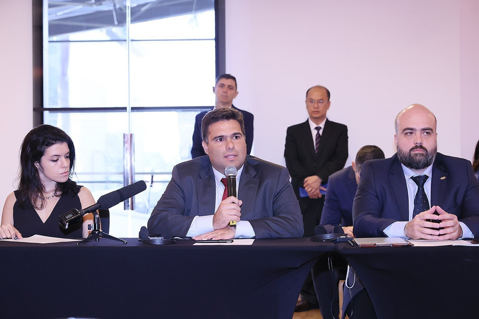 Đại diện doanh nghiệp Brazil phát biểu tại tọa đàm. (Ảnh: Dương Giang/TTXVN)