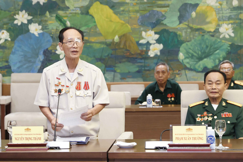 Ông Nguyễn Trọng Thành, Chủ tịch Hội Chiến sỹ Cách mạng bị địch bắt, tù đày tỉnh Nghệ An phát biểu. (Ảnh: Doãn Tấn/TTXVN)