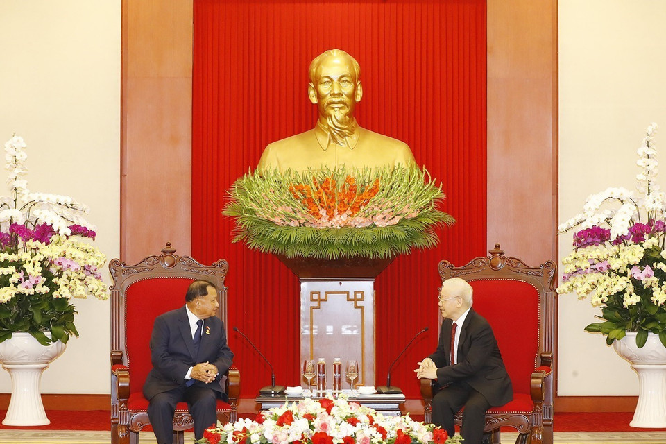 Chủ tịch Thượng viện Campuchia trân trọng cảm ơn Đảng, Nhà nước, Quân đội và nhân dân Việt Nam đã ủng hộ vô cùng to lớn đối với sự nghiệp chính đáng, công bằng của nhân dân Campuchia trong tất cả các giai đoạn lịch sử. (Ảnh: Trí Dũng/TTXVN)