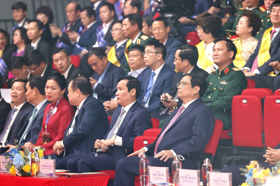 Thủ tướng Phạm Minh Chính và các đại biểu tại lễ kỷ niệm. (Ảnh: Dương Giang/TTXVN)