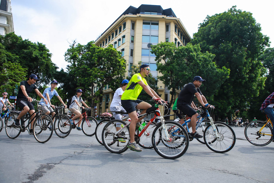Chương trình đạp xe bảo vệ tê giác là một trong số chuỗi các hoạt động trong khuôn khổ chương trình Cùng Hành động Tạo Sự Thay đổi (Operation Game Change)/WildFest. (Ảnh: Minh Sơn/Vietnam+)