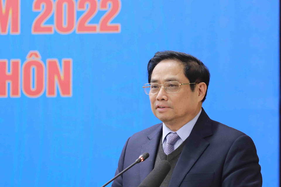 Thủ tướng Chính phủ Phạm Minh Chính phát biểu chỉ đạo. (Ảnh: Vũ Sinh/TTXVN)