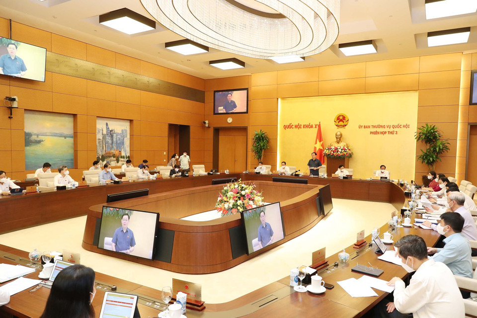 Quang cảnh khai mạc Phiên họp thứ 3 Ủy ban Thường vụ Quốc hội khóa XV. (Ảnh: Trọng Đức/TTXVN)