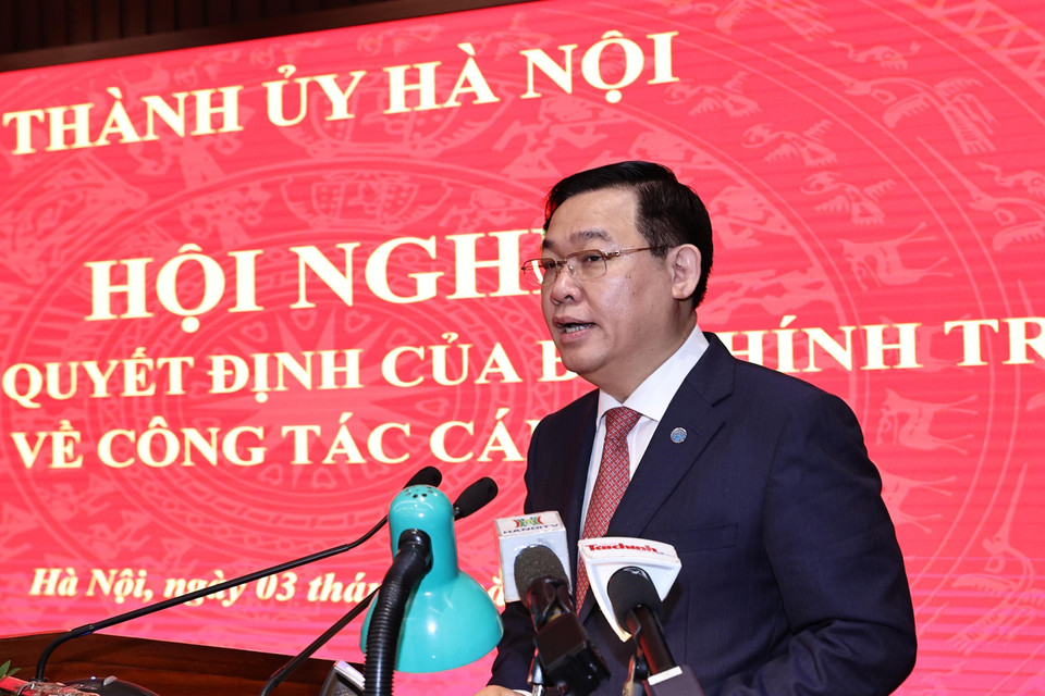 Chủ tịch Quốc hội Vương Đình Huệ phát biểu tại hội nghị. (Ảnh: Trọng Đức/TTXVN)