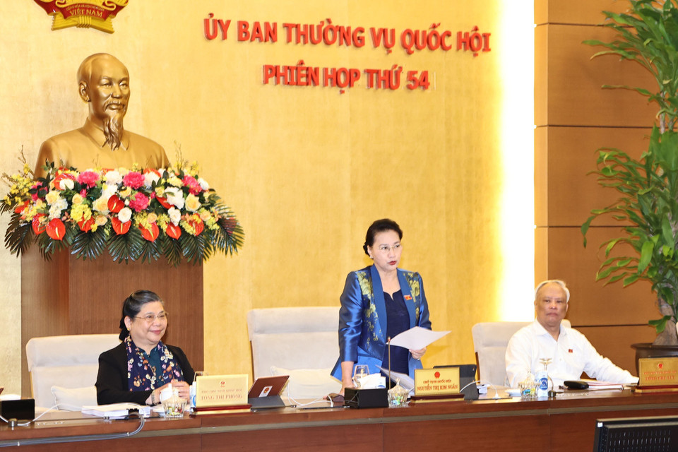 Chủ tịch Quốc hội Nguyễn Thị Kim Ngân phát biểu khai mạc. (Ảnh: Trọng Đức/TTXVN)