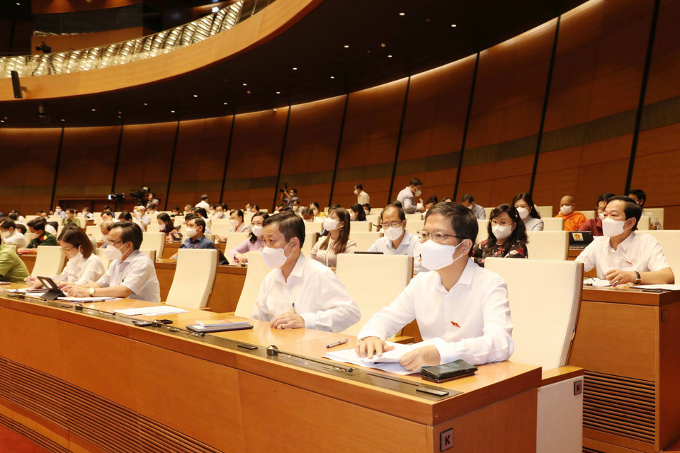Đoàn đại biểu Quốc hội tỉnh Khánh Hòa tại phiên họp. (Ảnh: Phương Hoa/TTXVN)