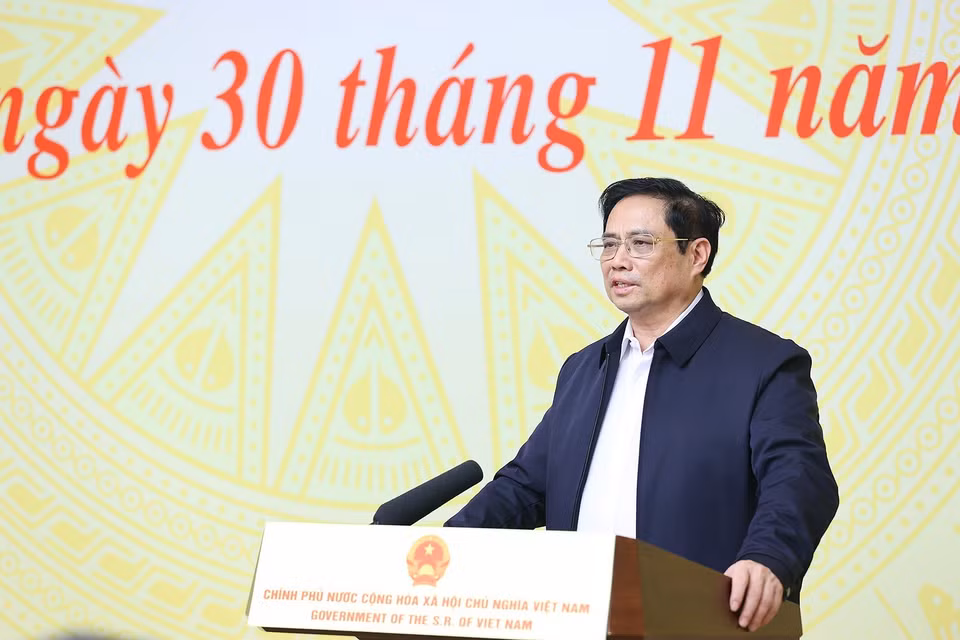 Thủ tướng Phạm Minh Chính, Chủ tịch Ủy ban quốc gia về chuyển đổi số phát biểu khai mạc. (Ảnh: Dương Giang/TTXVN)