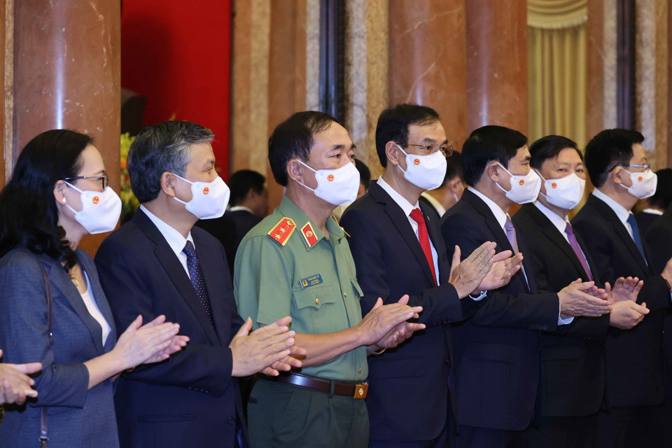 Đại diện các bộ, ban, ngành tham dự buổi lễ. (Ảnh: Thống Nhất/TTXVN)