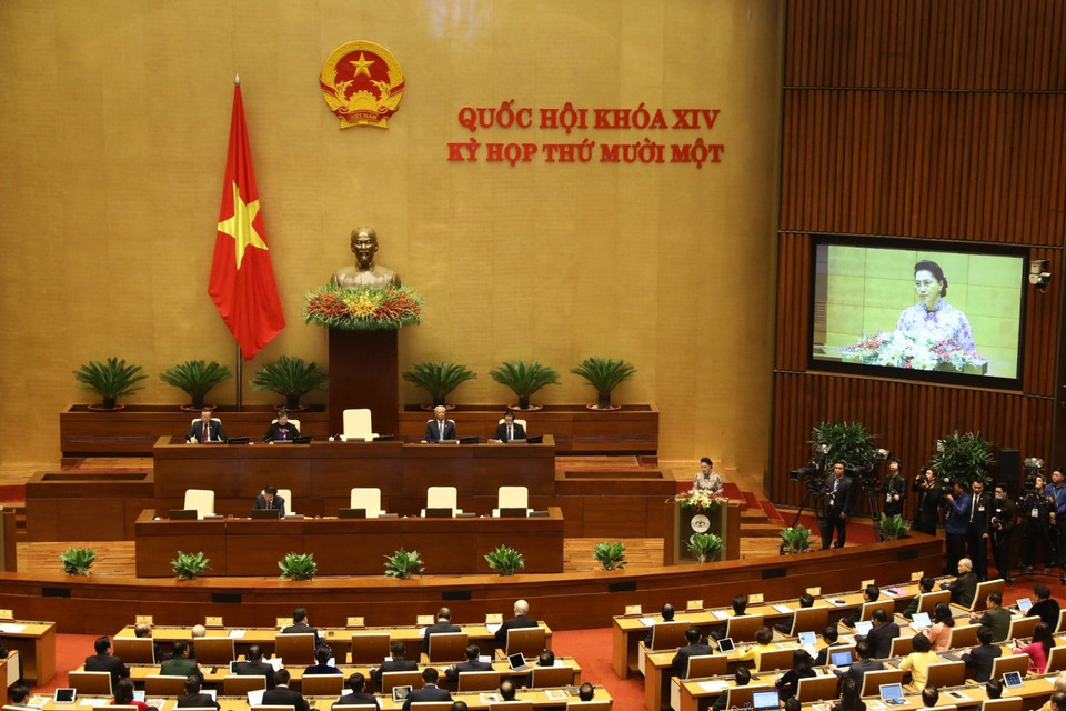 Chủ tịch Quốc hội Nguyễn Thị Kim Ngân phát biểu khai mạc. (Nguồn: TTXVN)