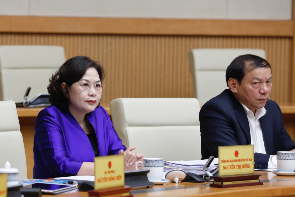 Các Bộ trưởng và thành viên Chính phủ tham dự phiên họp. (Ảnh: Dương Giang/TTXVN)