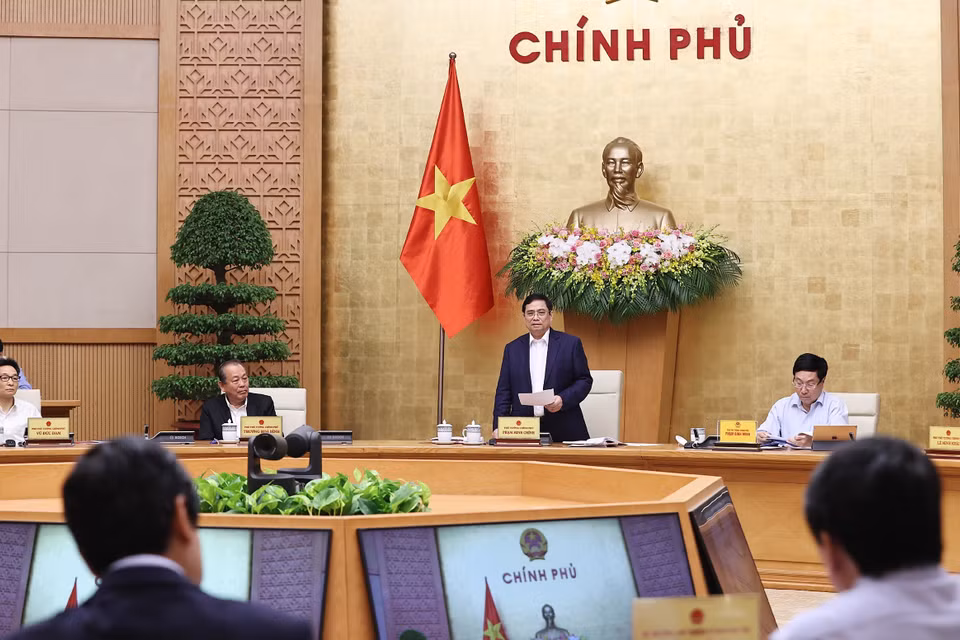 Thủ tướng Phạm Minh Chính phát biểu kết luận phiên họp. (Ảnh: Dương Giang/TTXVN)