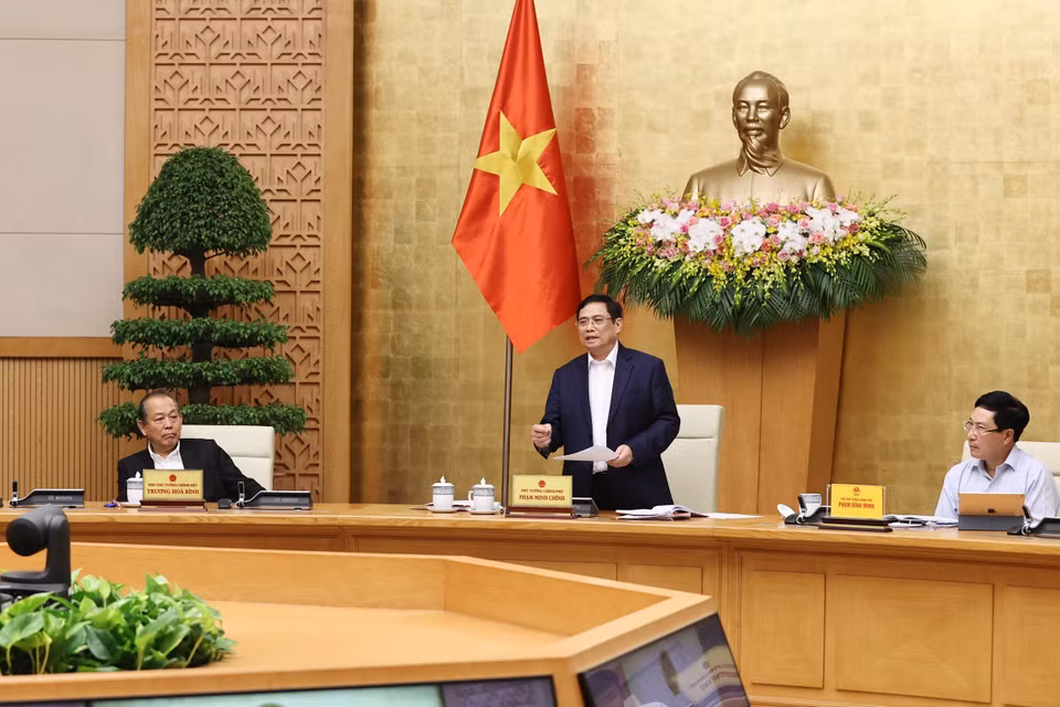 Thủ tướng Phạm Minh Chính phát biểu kết luận phiên họp. (Ảnh: Dương Giang/TTXVN)